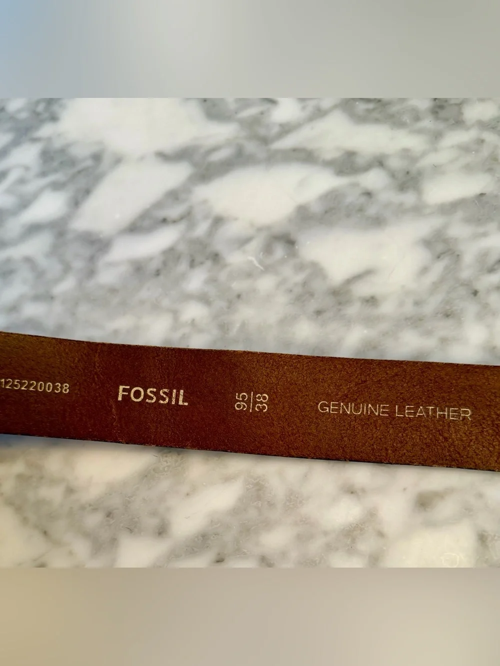 Y2K Fossil Brown Leather Belt Size 38 Vintage 90s Nickel Belt Buckle Preppy EUC